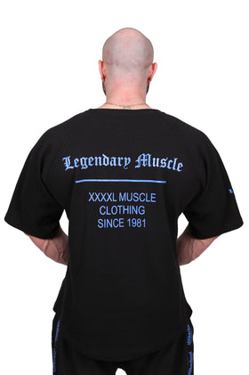 Oldschool Bodybuilding Switzerland  Legendary Muscle Rip Oversized Shirt - Schwarz/Blau