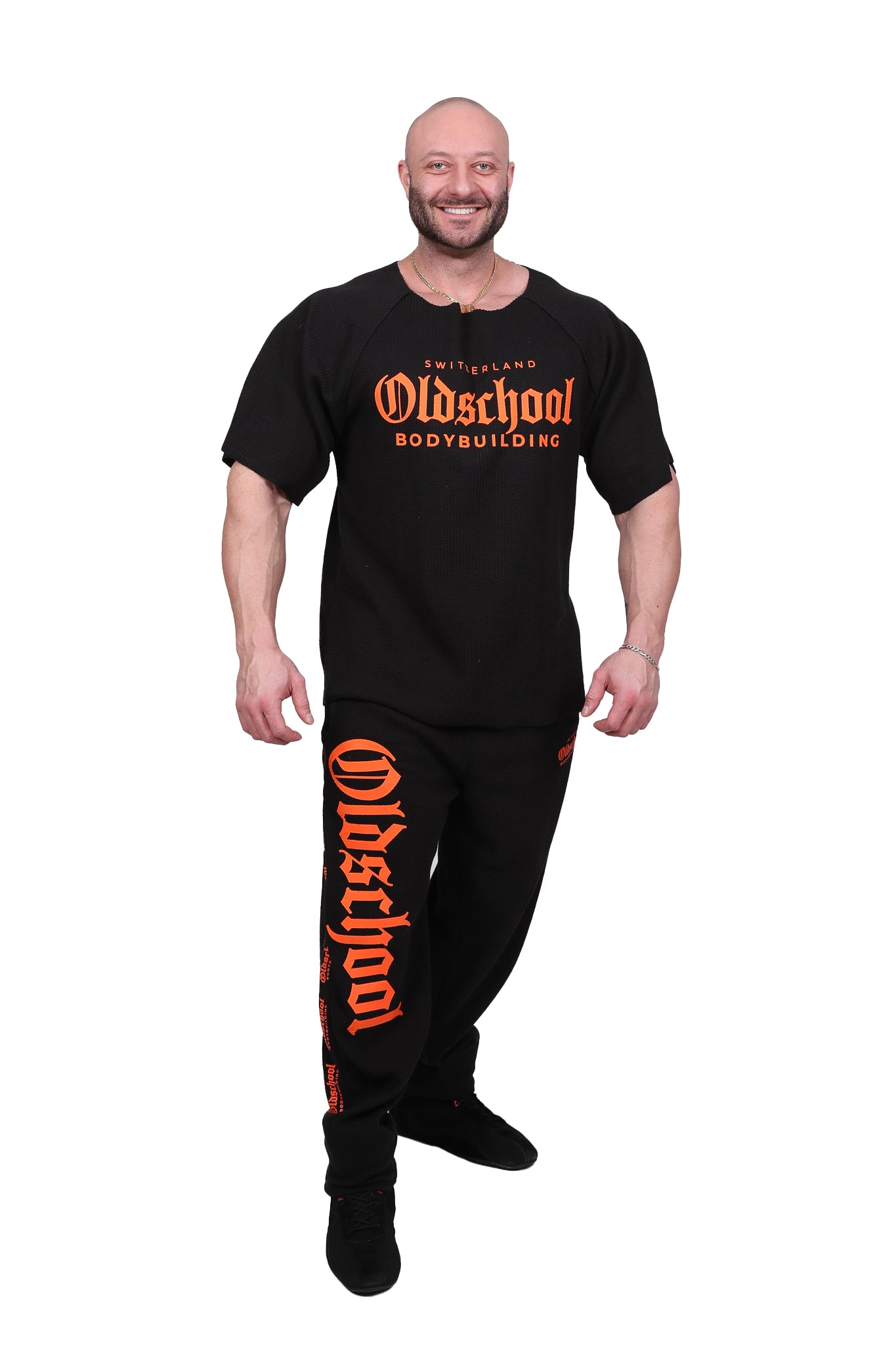 Oldschool Bodybuilding Switzerland Hardcore Pants - Schwarz/orange