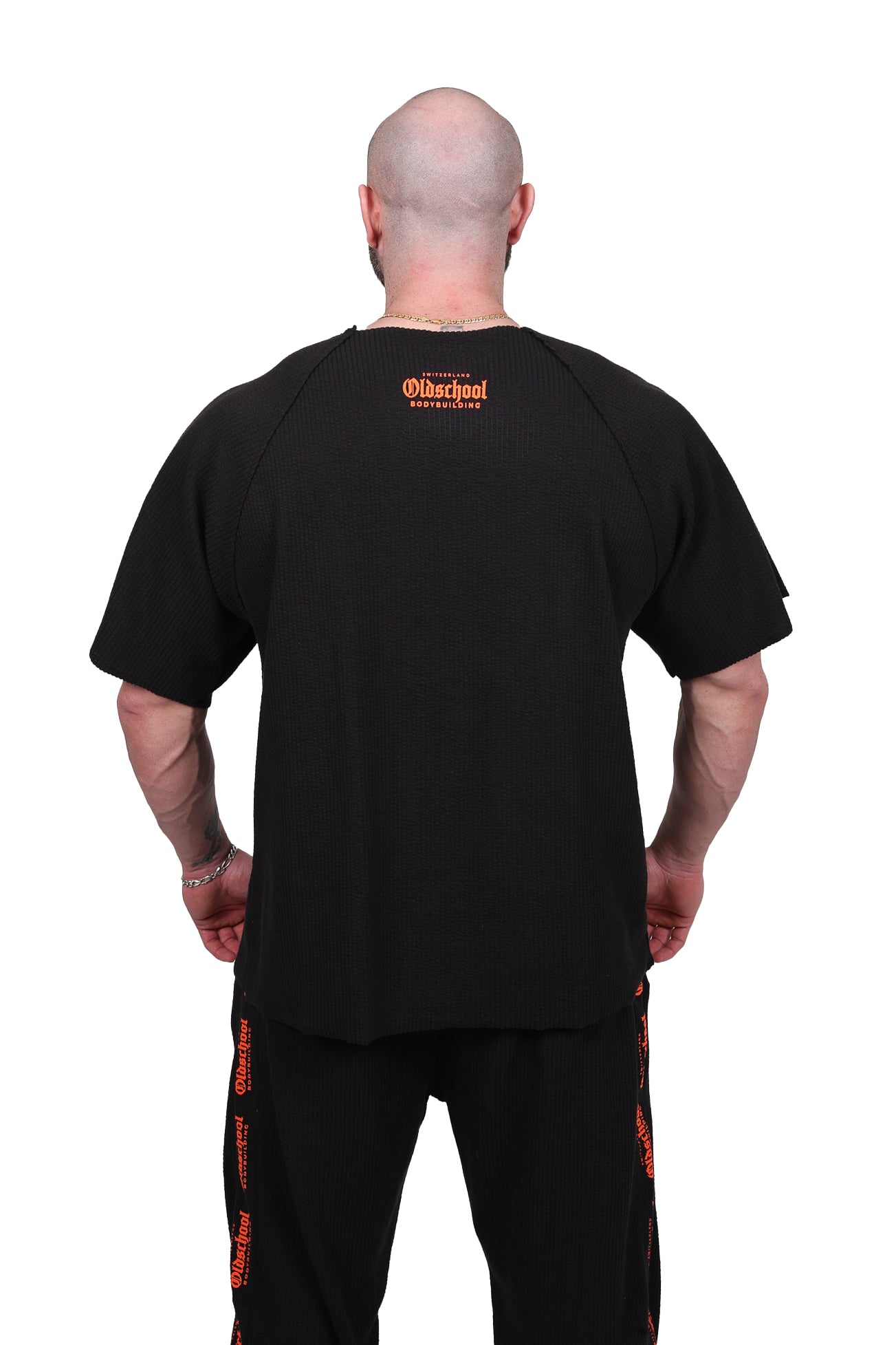 Oldschool Bodybuilding Switzerland Rip Rag Top - Schwarz/Orange