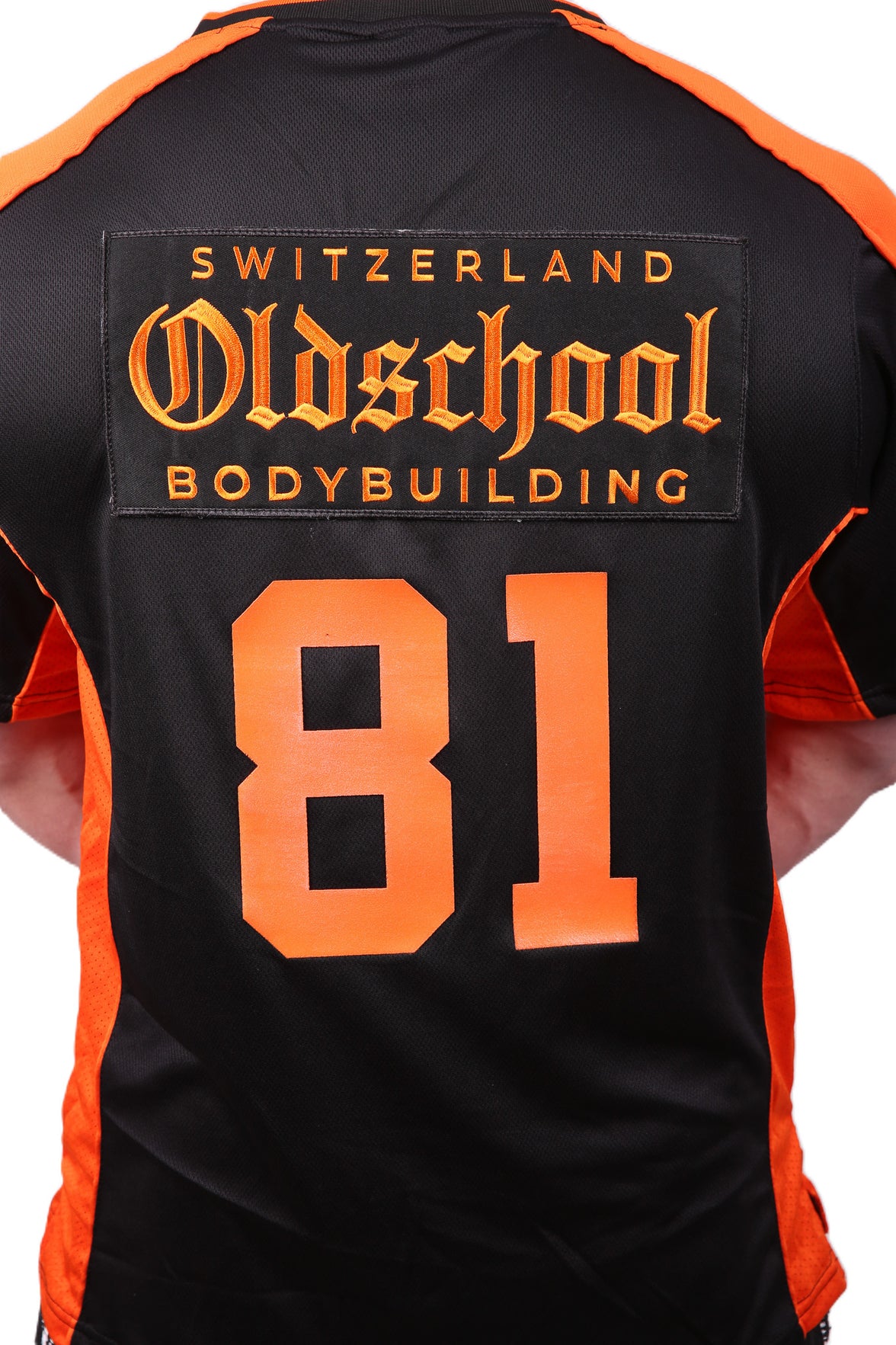 Oldschool Bodybuilding Switzerland 81 Football Shirt - Schwarz/Orange