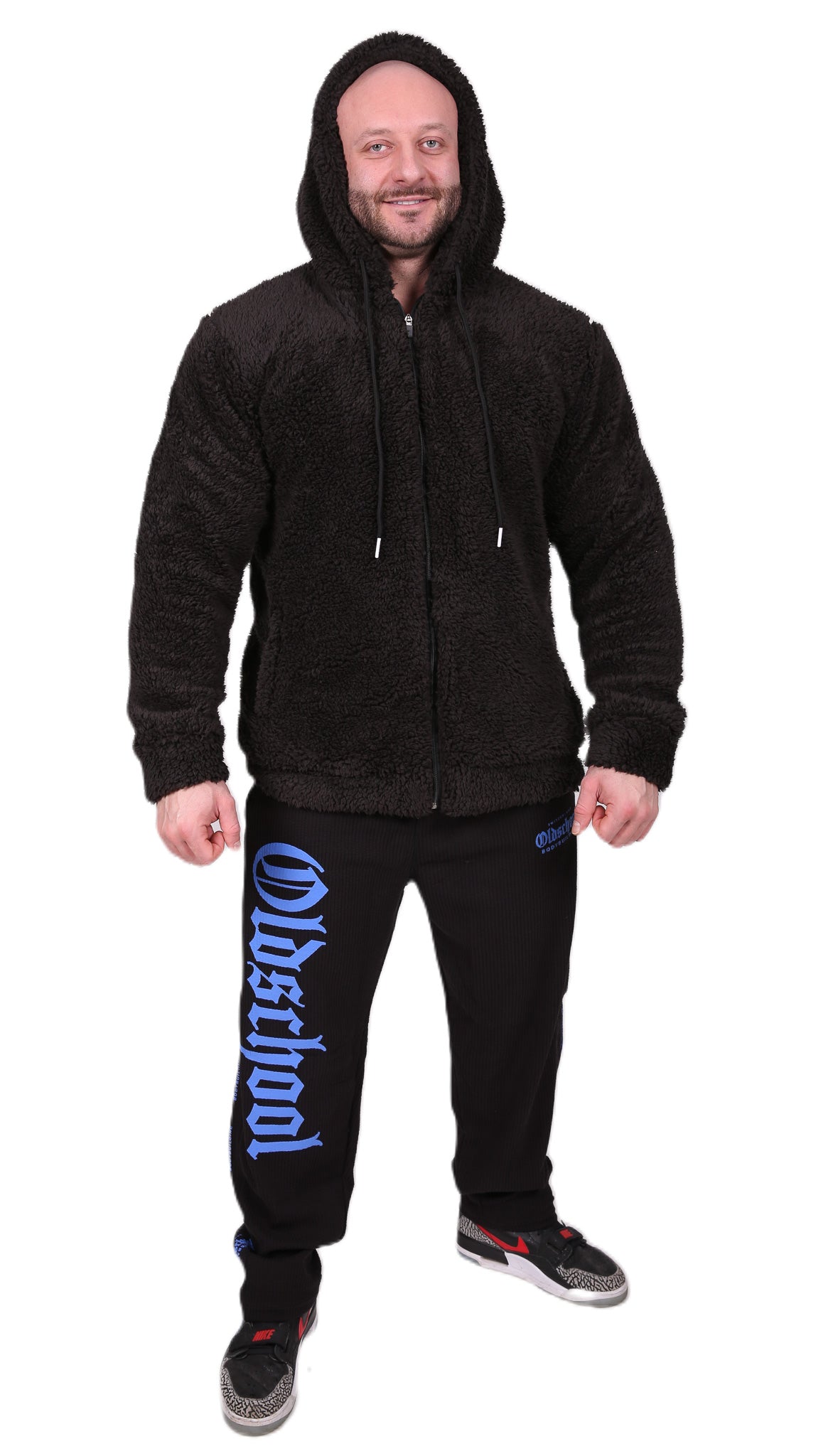 Oldschool Bodybuilding Switzerland Teddy Zipped Hoodie - Schwarz