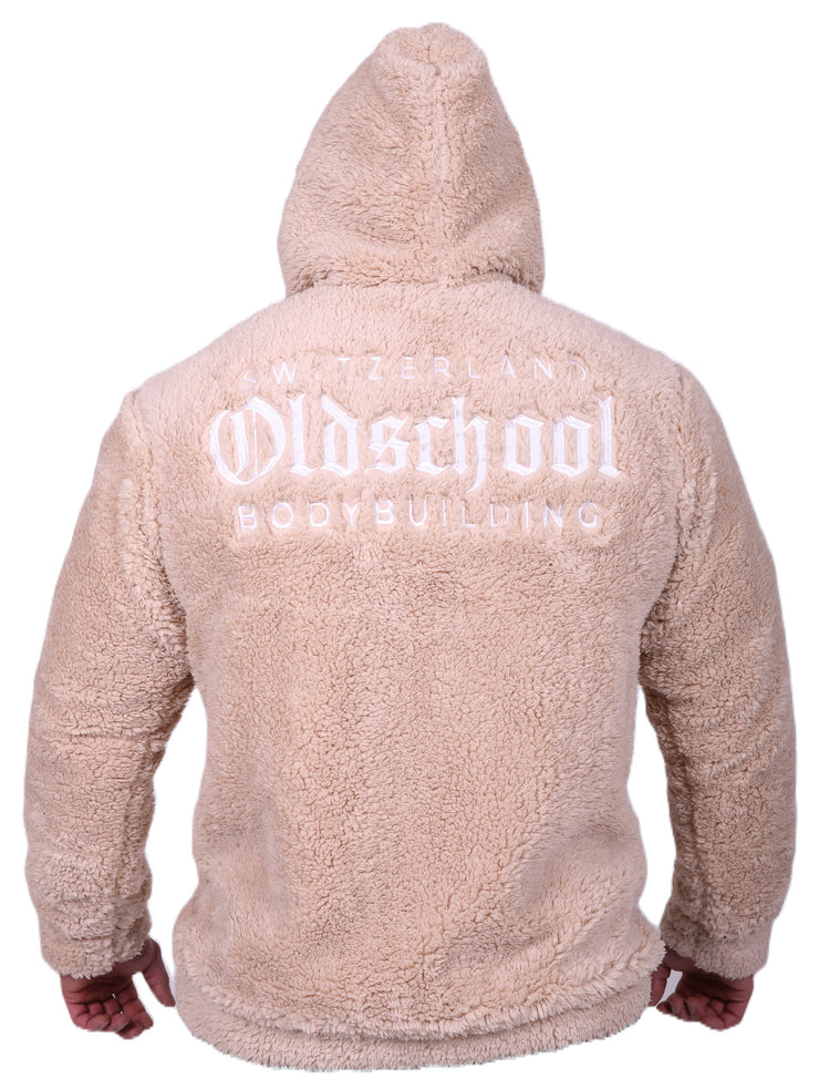 Oldschool Bodybuilding Switzerland Teddy Zipped Hoodie - Beige