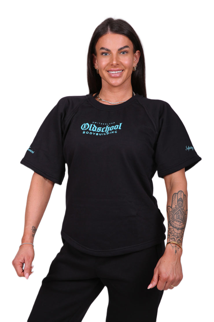 Oldschool Bodybuilding Switzerland Infinity Series Oversized Shirt - Schwarz/Türkis