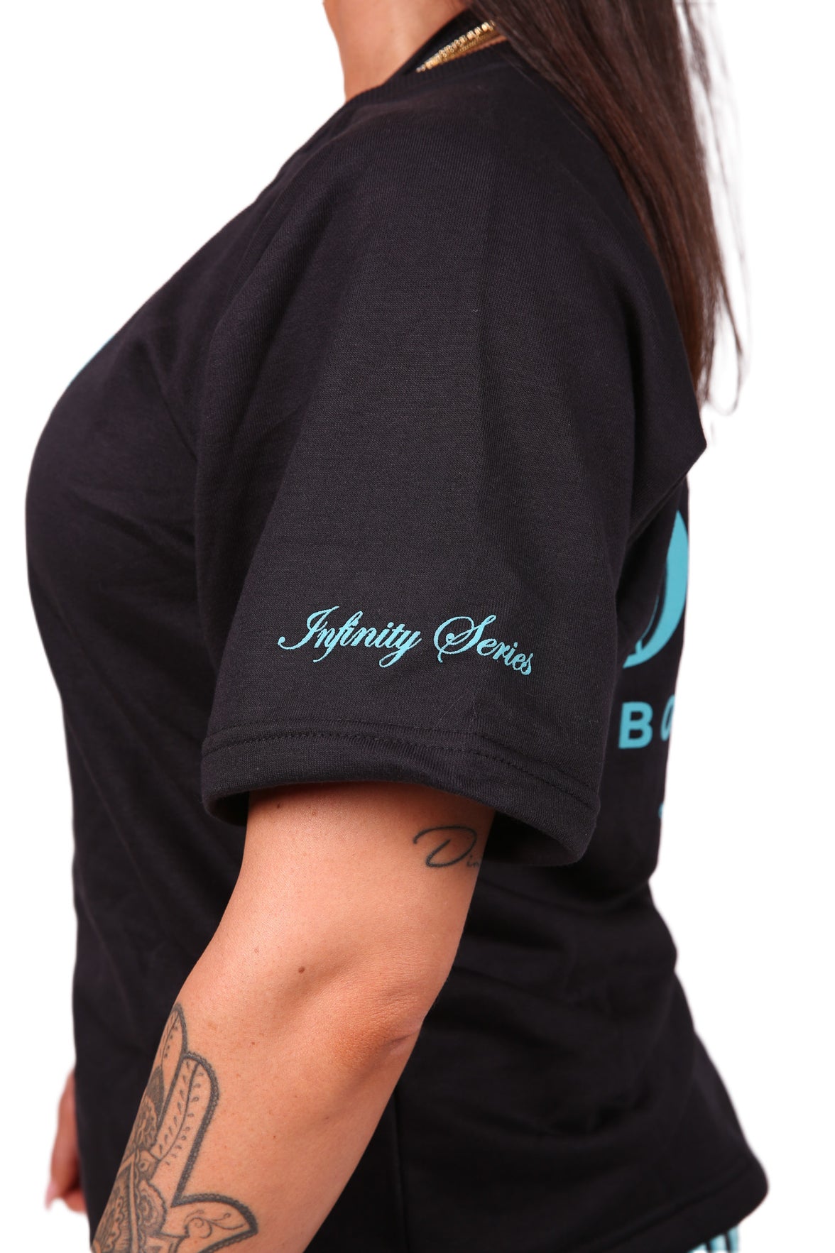 Oldschool Bodybuilding Switzerland Infinity Series Oversized Shirt - Schwarz/Türkis