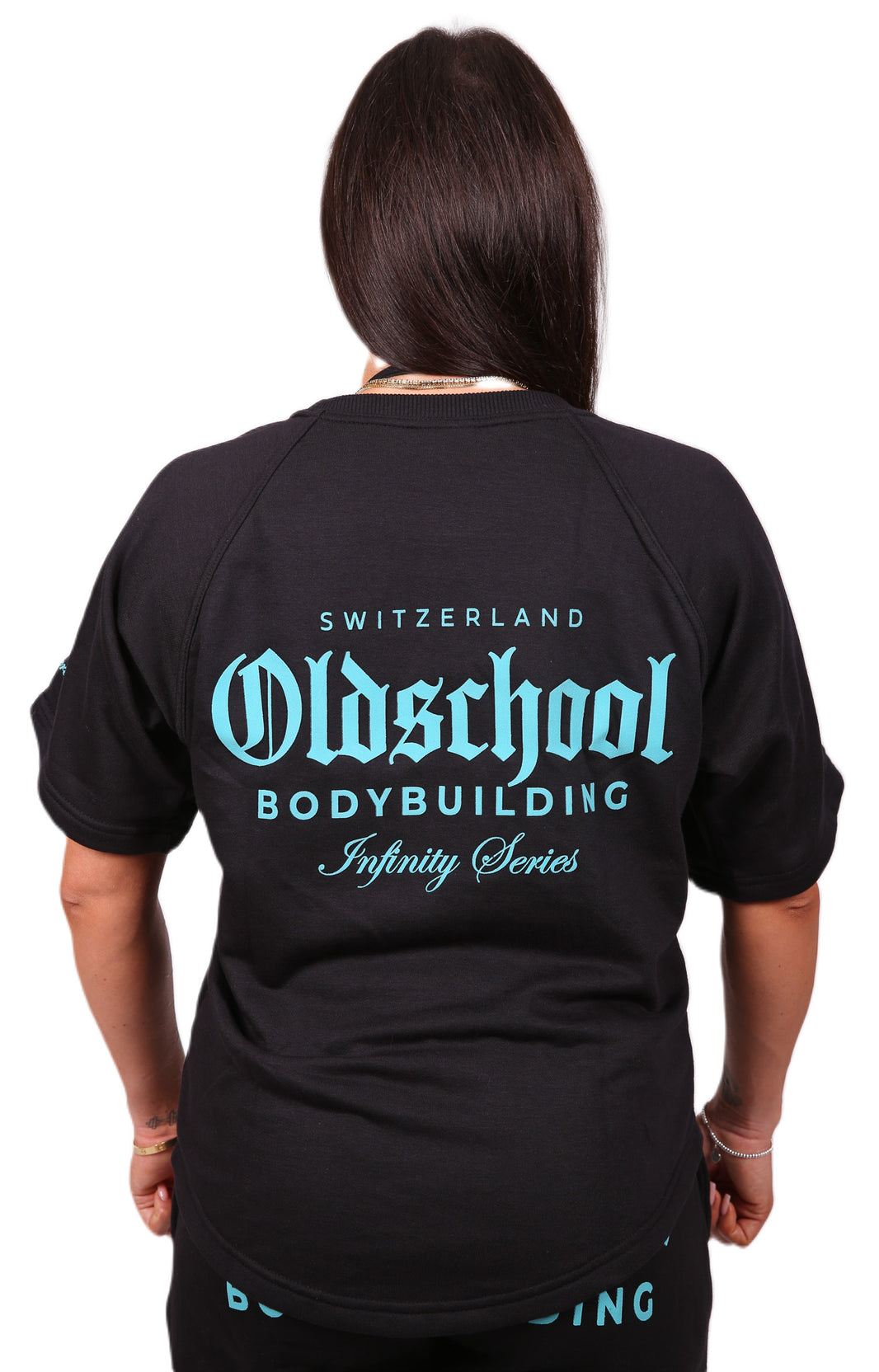 Oldschool Bodybuilding Switzerland Infinity Series Oversized Shirt - Schwarz/Türkis