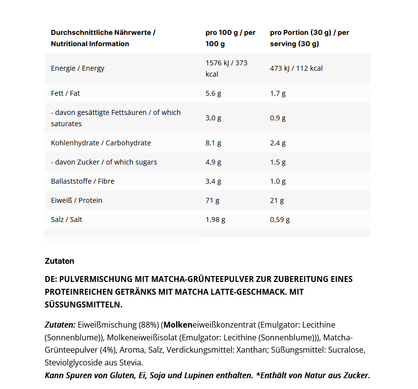 Inlead Protein Iced Matcha 300g