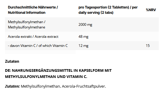 Inlead MSM + Vitamin C - 120 Kapseln