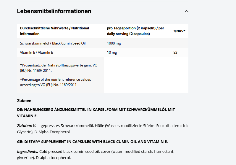 Inlead Schwarzkümmelöl - 120 Kapseln