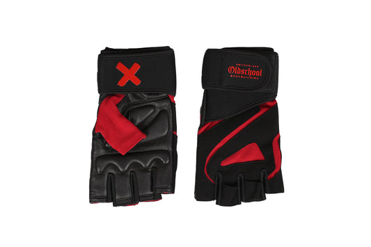 Oldschool Bodybuilding Switzerland Gloves - Schwarz/Rot
