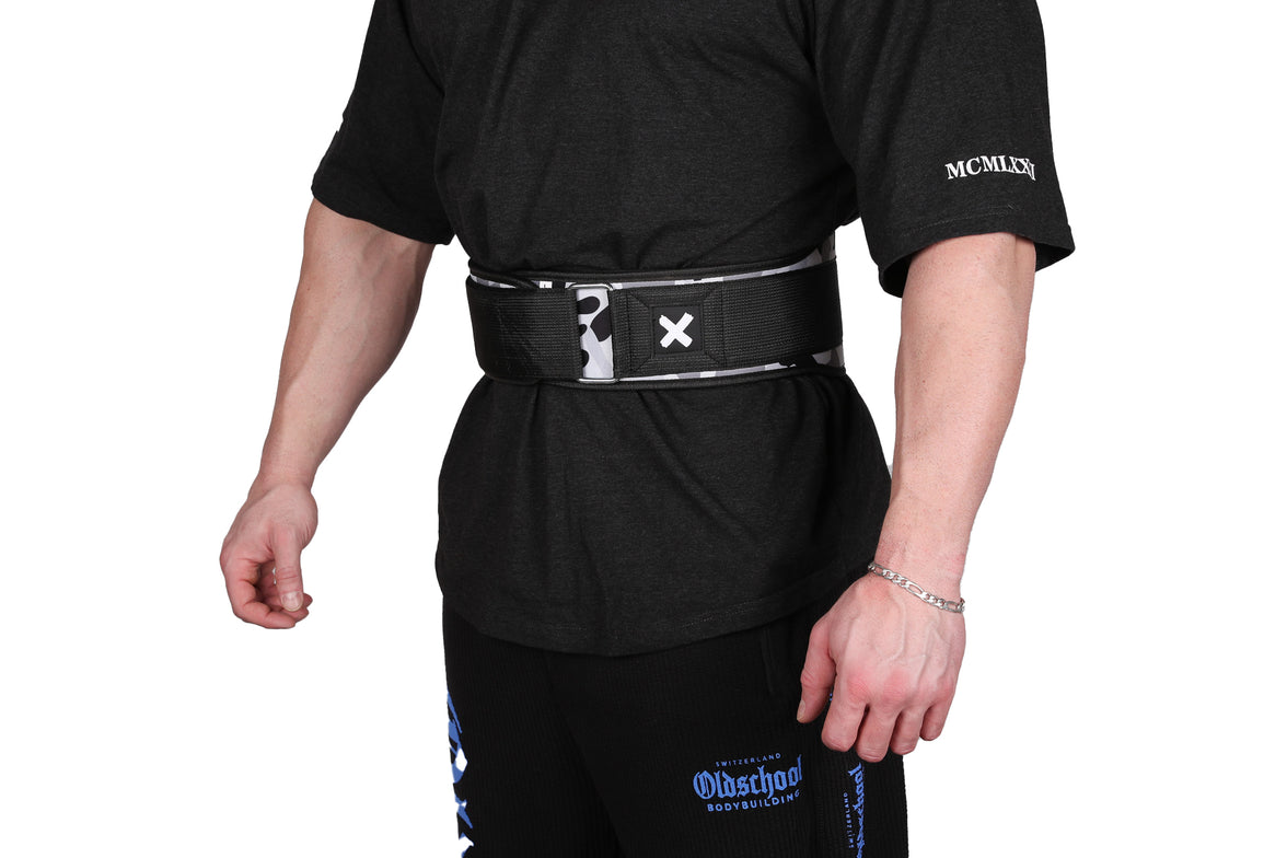 Oldschool Bodybuilding Switzerland Nylon Belt - Grau Camo