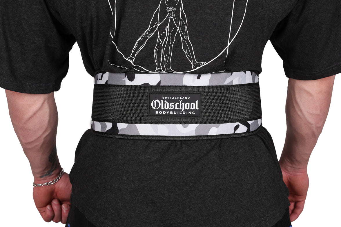 Oldschool Bodybuilding Switzerland Nylon Belt - Grau Camo