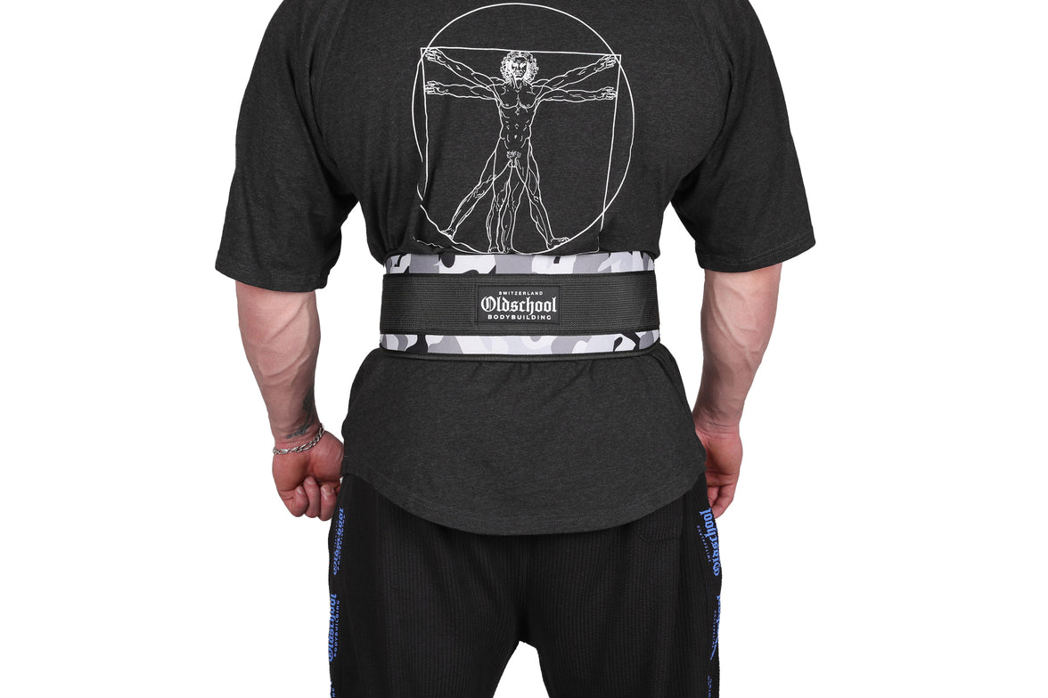 Oldschool Bodybuilding Switzerland Nylon Belt - Grau Camo