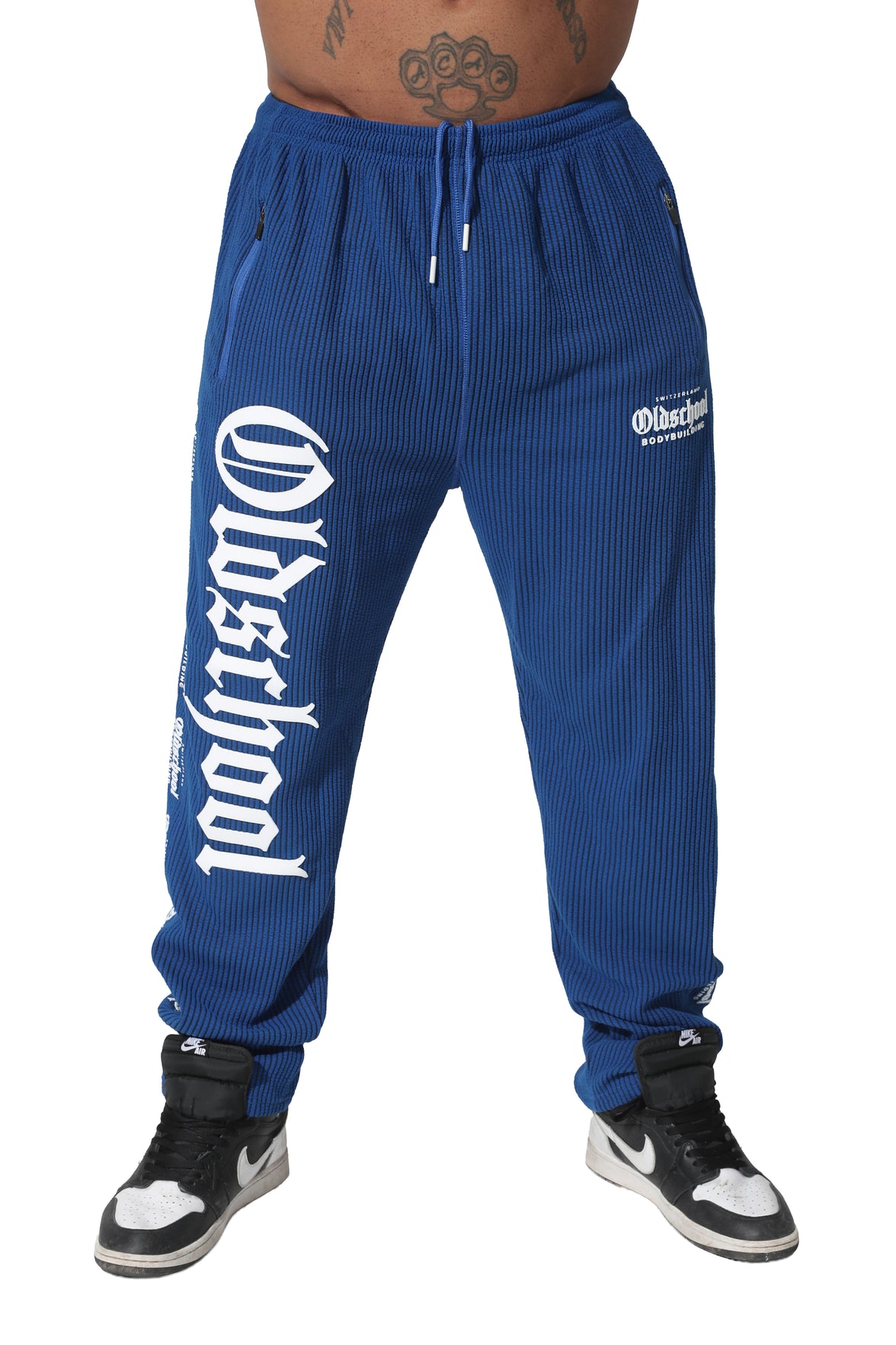 Oldschool Bodybuilding Switzerland Hardcore Pants - Königsblau/Weiss