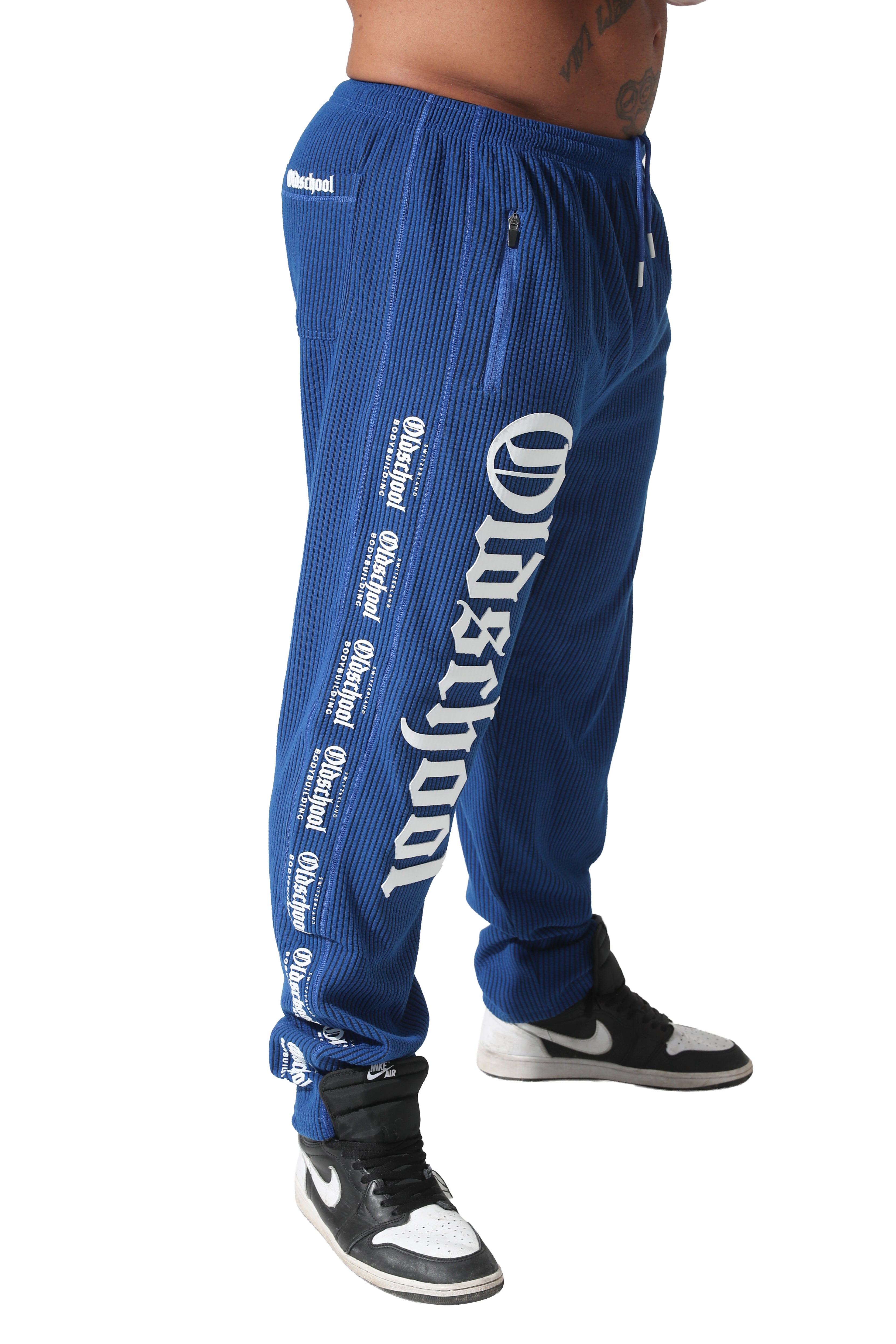 Oldschool Bodybuilding Switzerland Hardcore Pants - Königsblau/Weiss