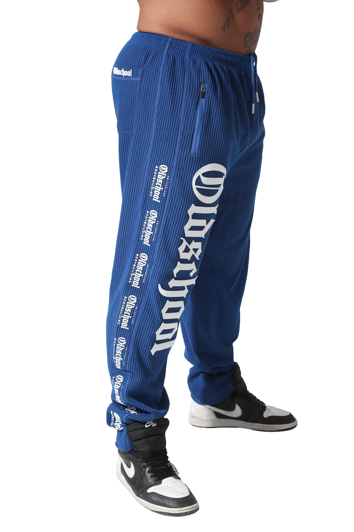 Oldschool Bodybuilding Switzerland Hardcore Pants - Königsblau/Weiss