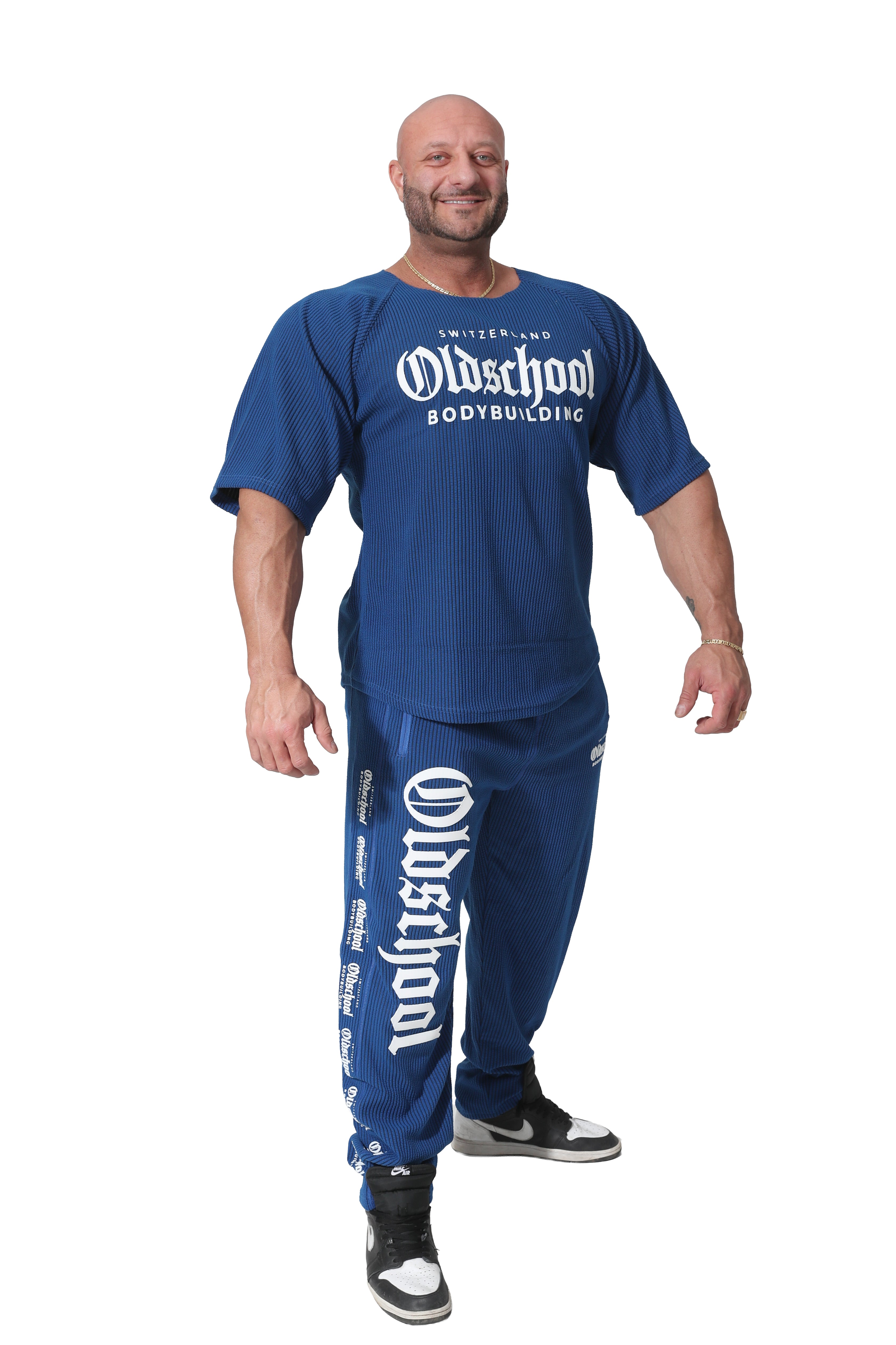 Oldschool Bodybuilding Switzerland Hardcore Pants - Königsblau/Weiss