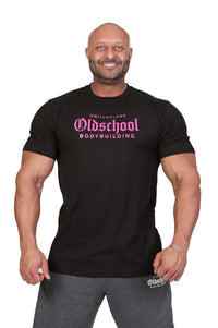 Oldschool Bodybuilding Switzerland Chinon Fitted Tee - Schwarz/Pink