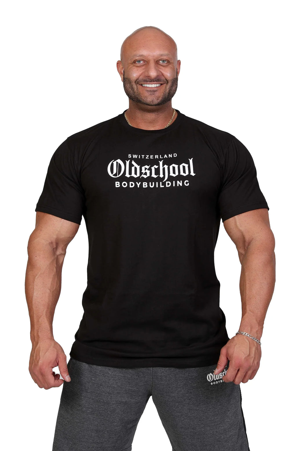 Oldschool Bodybuilding Switzerland Chinon Fitted Tee - Schwarz/Weiss