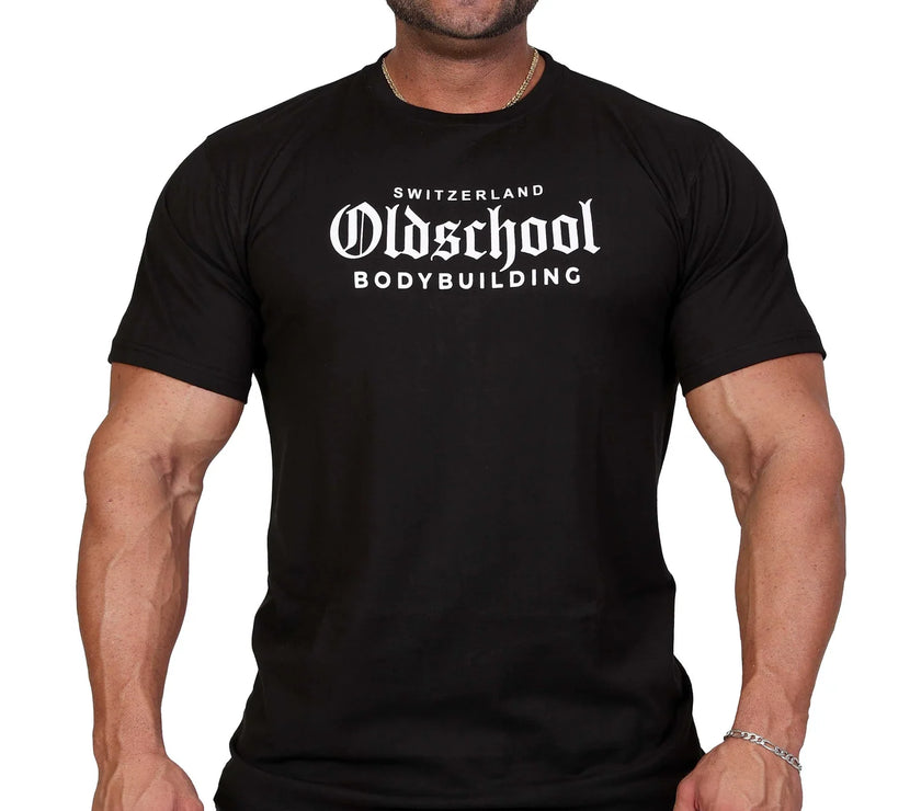 Oldschool Bodybuilding Switzerland Chinon Fitted Tee - Schwarz/Weiss