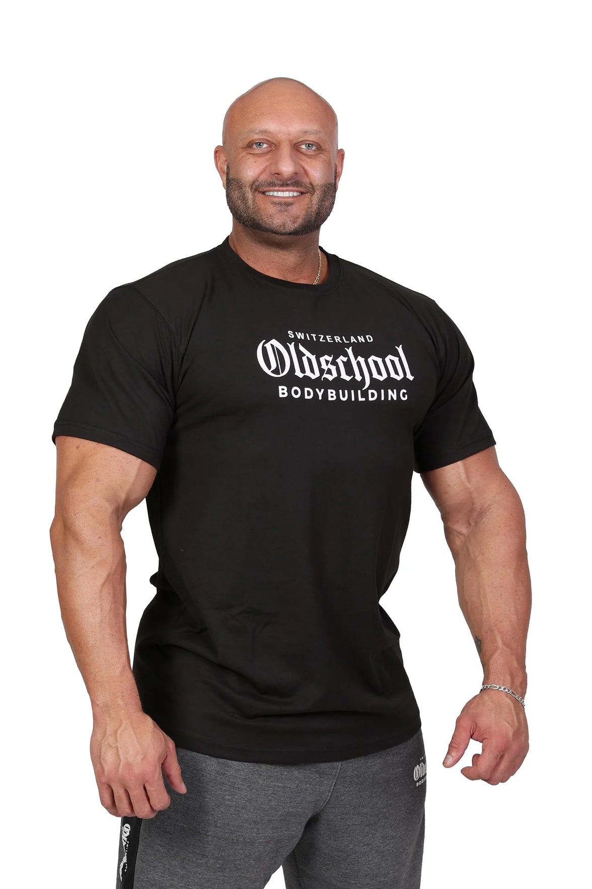 Oldschool Bodybuilding Switzerland Chinon Fitted Tee - Schwarz/Weiss