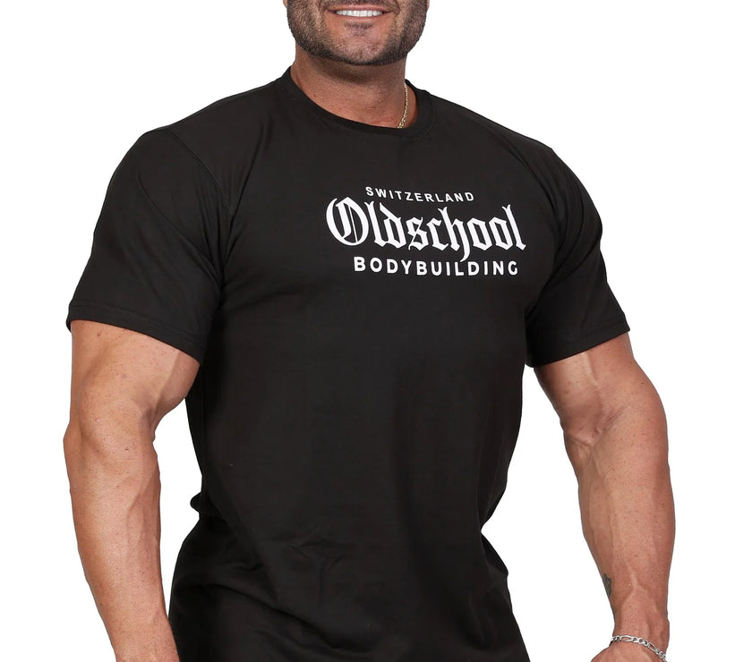 Oldschool Bodybuilding Switzerland Chinon Fitted Tee - Schwarz/Weiss