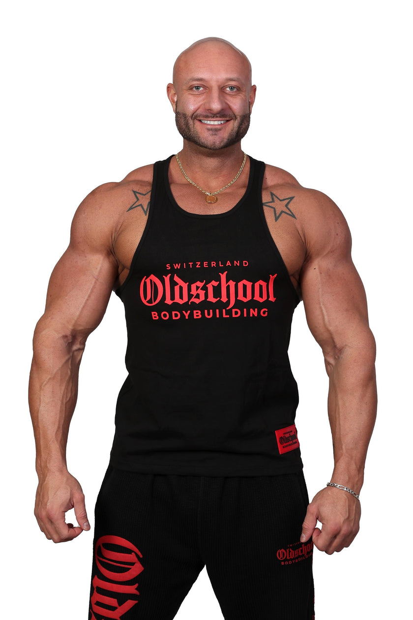 Oldschool Bodybuilding Switzerland Classic Tank Top 2.0 - Schwarz/Rot