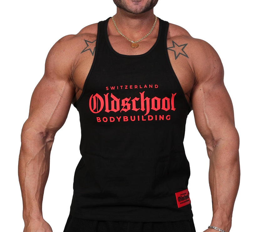 Oldschool Bodybuilding Switzerland Classic Tank Top 2.0 - Schwarz/Rot