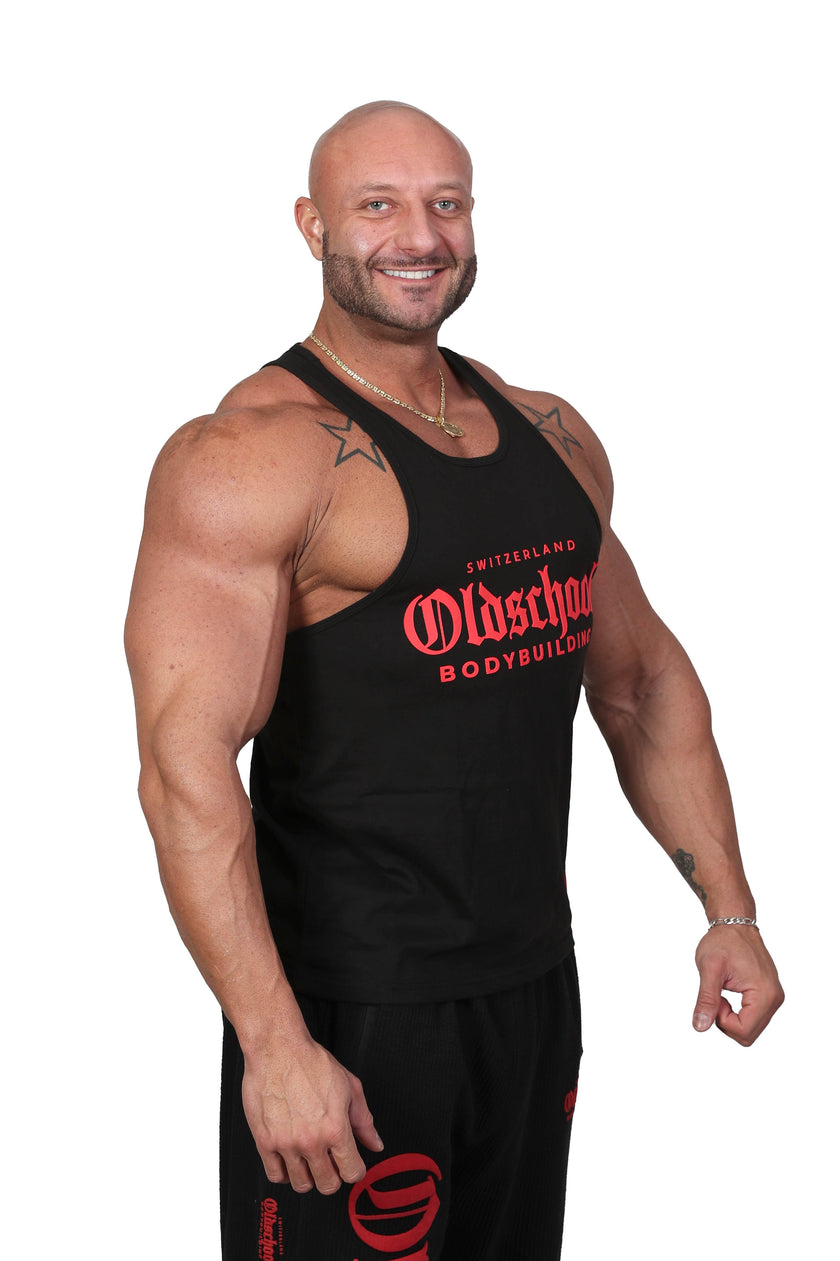 Oldschool Bodybuilding Switzerland Classic Tank Top 2.0 - Schwarz/Rot