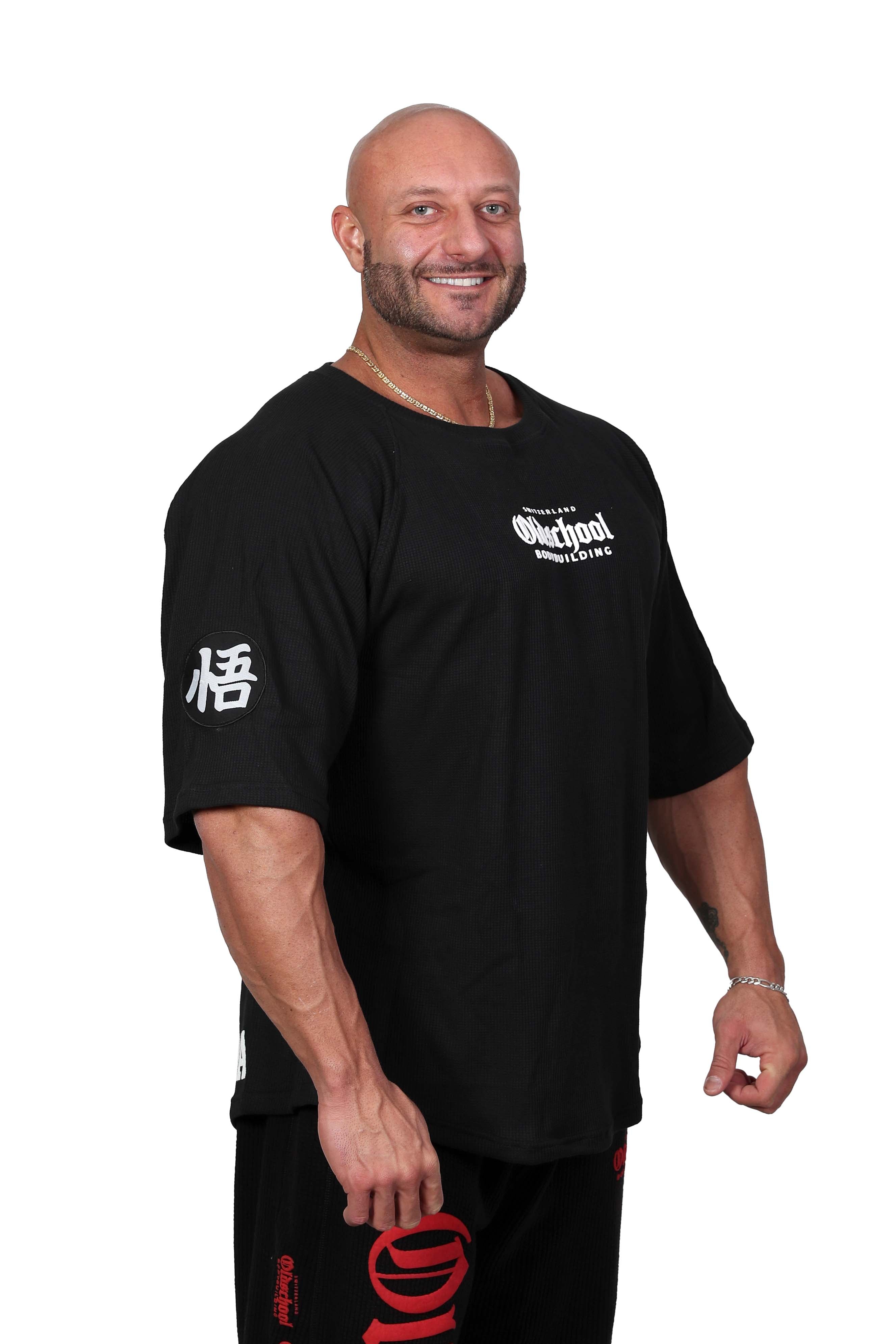 Oldschool Bodybuilding Switzerland Vegetapump Oversized Tee - Schwarz/Blau