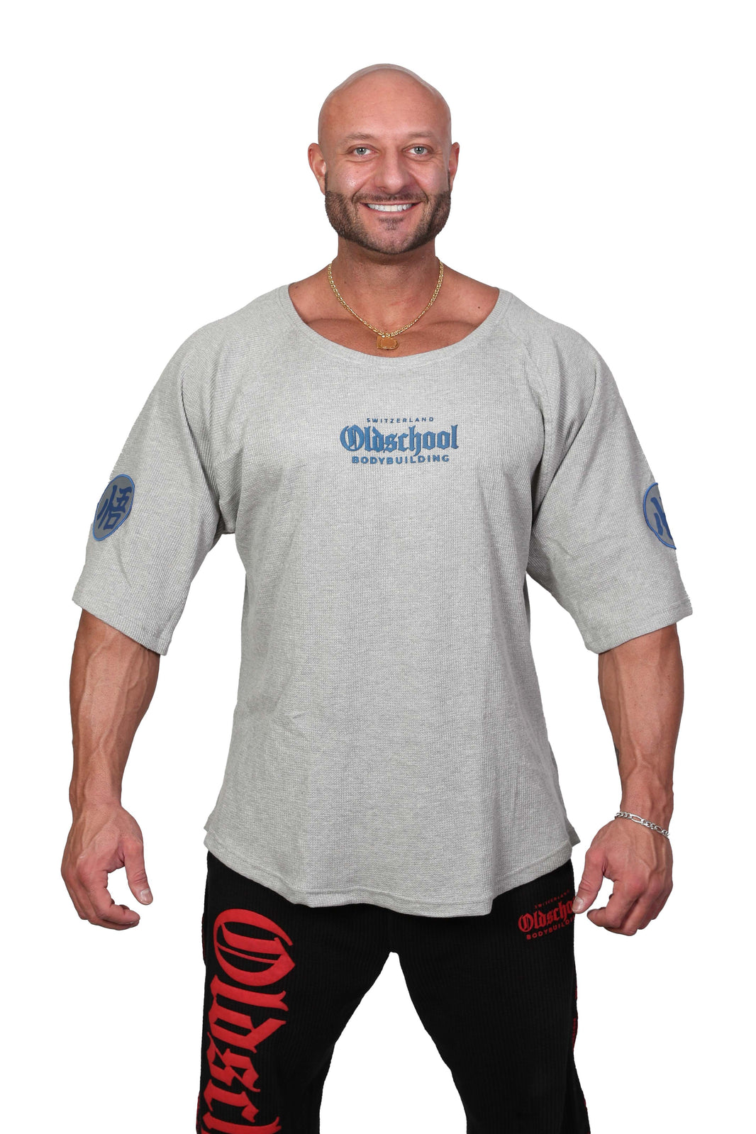 Oldschool Bodybuilding Switzerland Vegetapump Oversized Tee - Grau/Blau