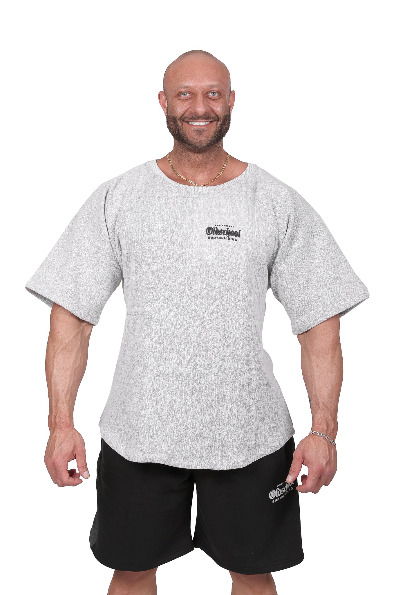 Oldschool Bodybuilding Switzerland Fanadix Oversize Tee - Grau/Weiss