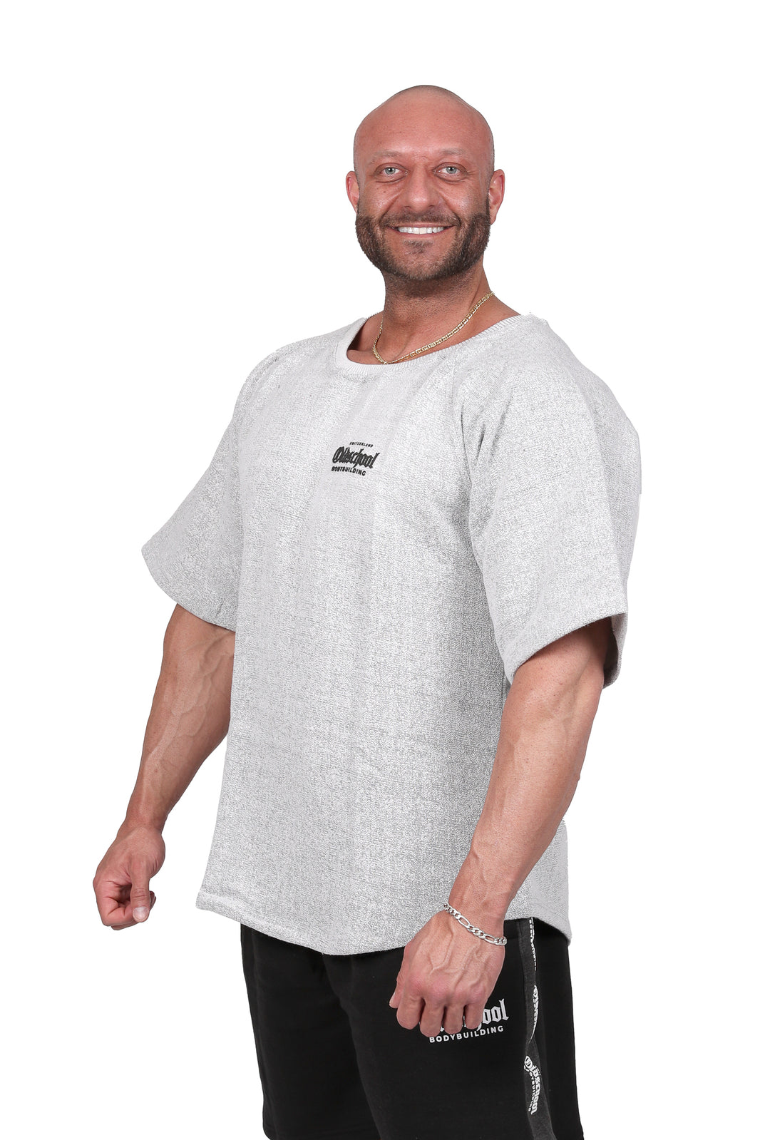 Oldschool Bodybuilding Switzerland Fanadix Oversize Tee - Grau/Weiss