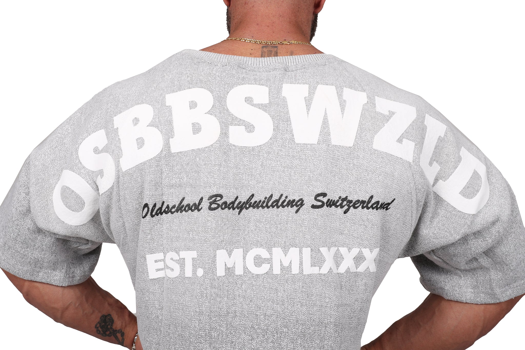 Oldschool Bodybuilding Switzerland Fanadix Oversize Tee - Grau/Weiss