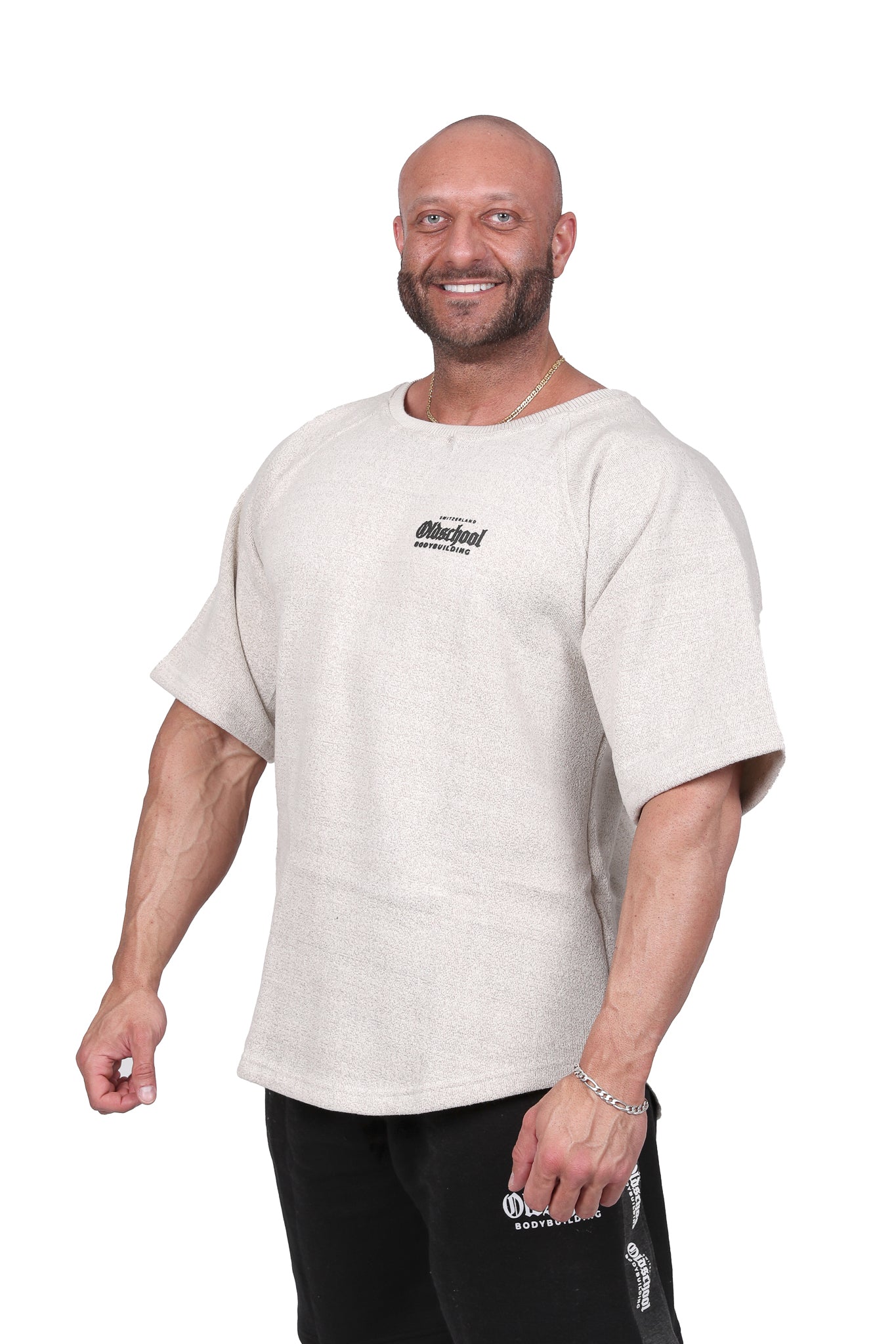 Oldschool Bodybuilding Switzerland Fanadix Oversize Tee - Beige/Rot