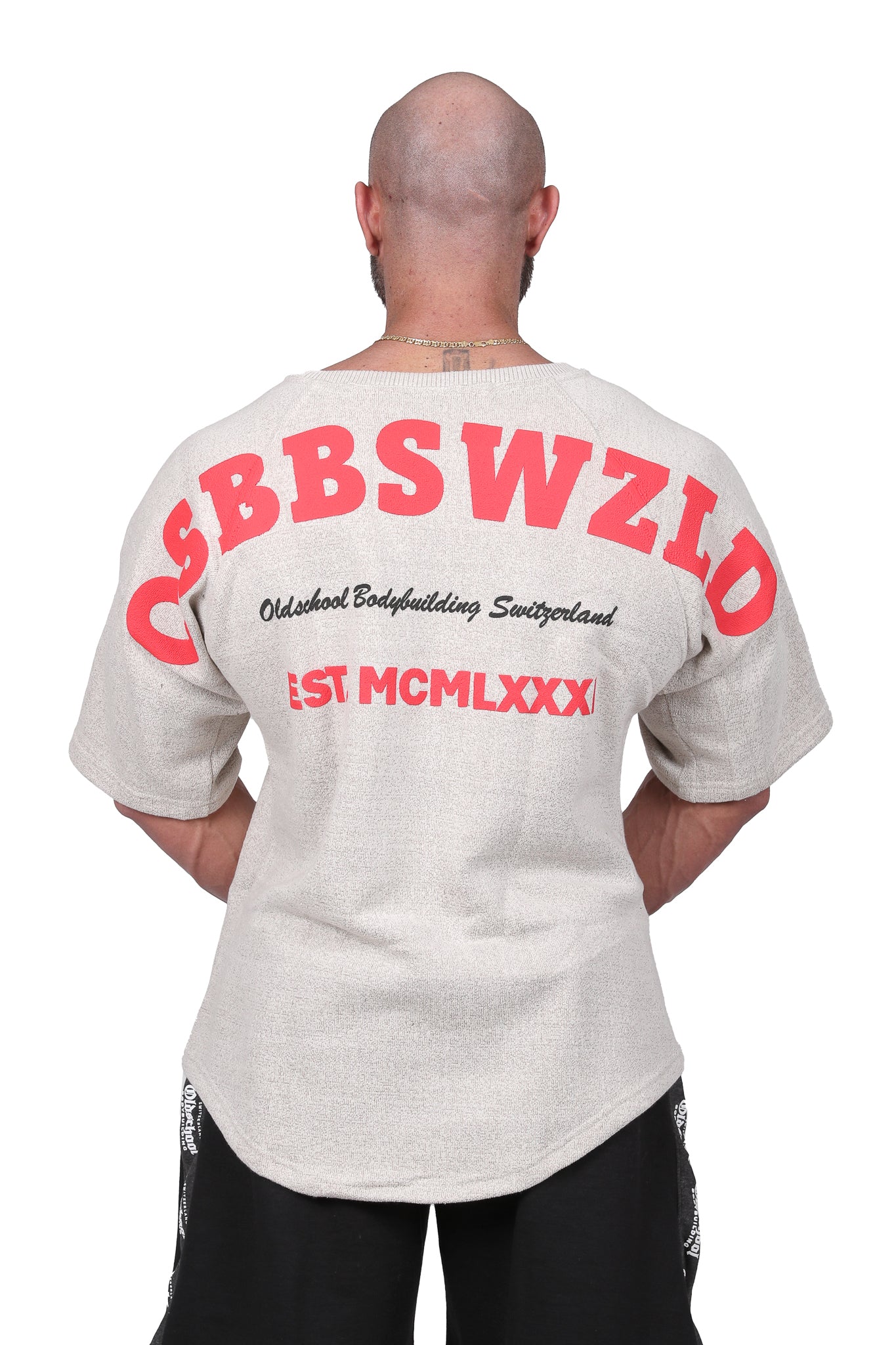 Oldschool Bodybuilding Switzerland Fanadix Oversize Tee - Beige/Rot