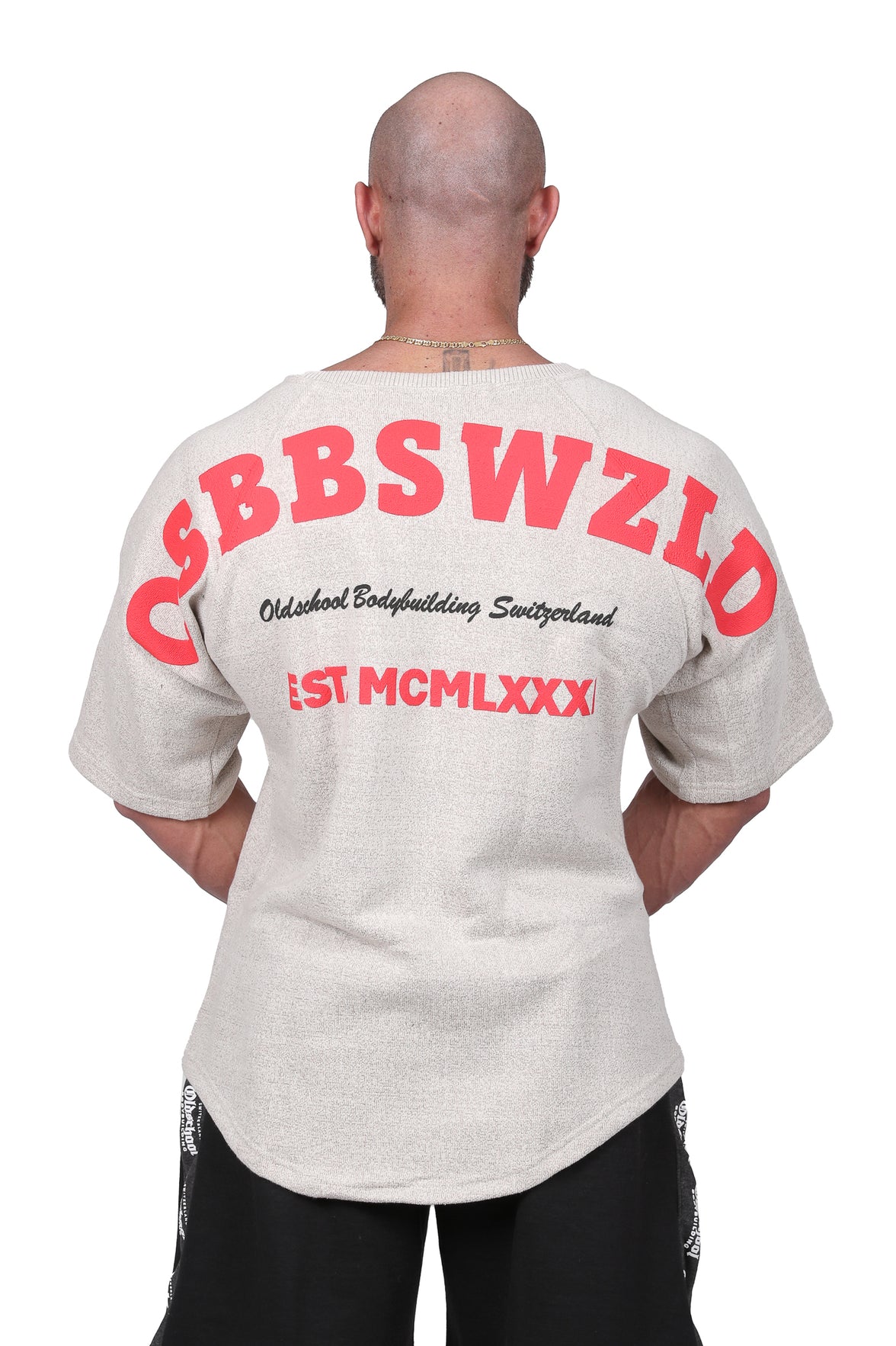 Oldschool Bodybuilding Switzerland Fanadix Oversize Tee - Beige/Rot