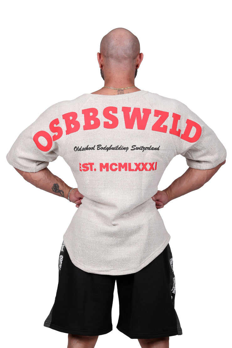 Oldschool Bodybuilding Switzerland Fanadix Oversize Tee - Beige/Rot