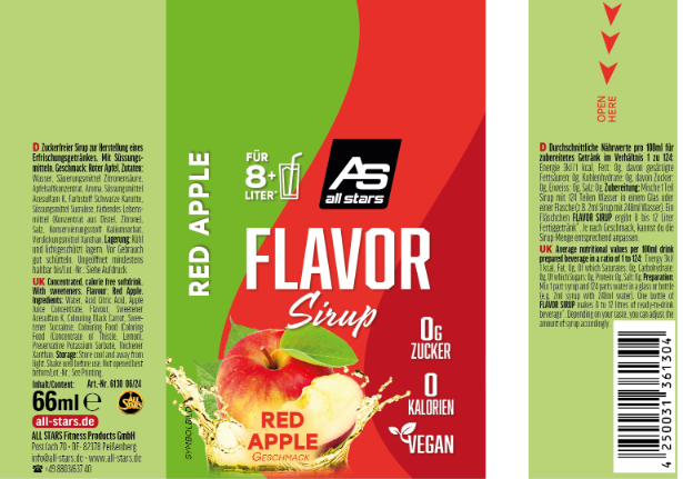 All Stars Flavor Sirup Red Apple - 65ml