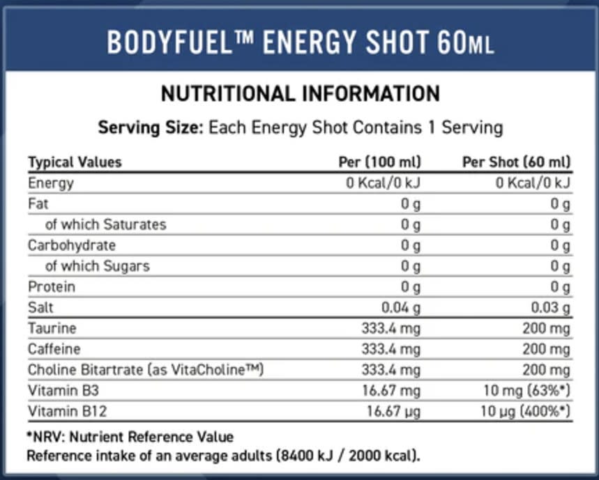 Applied Nutrition Bodyfuel Energy Shot - Blue Raspberry
