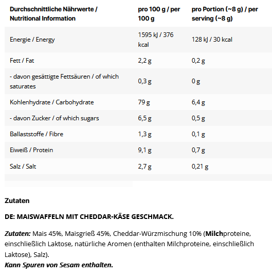 Inlead Corn Cakes Cheddar - 120g