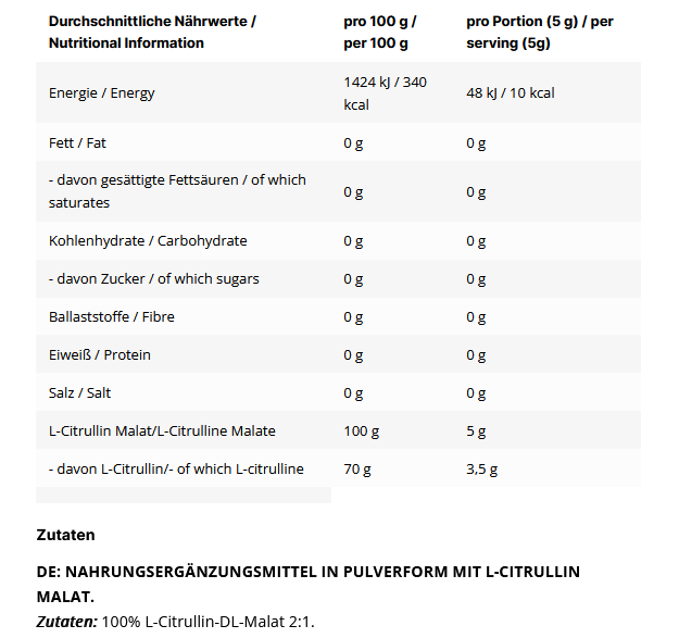 Inlead L-Citrullin Malat 500g