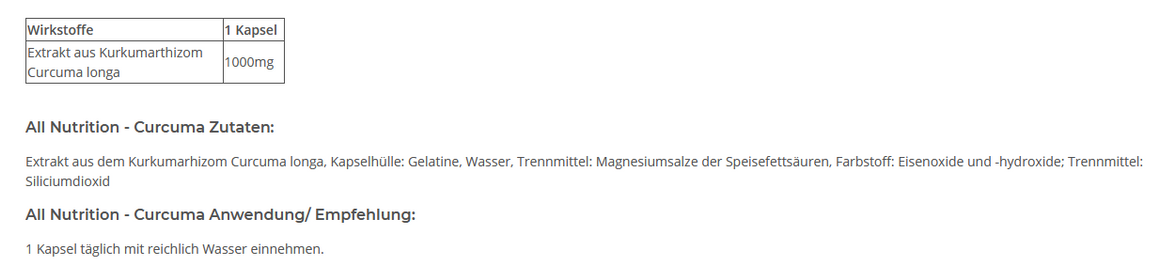 All Nutrition Curcuma - 90 Kapseln