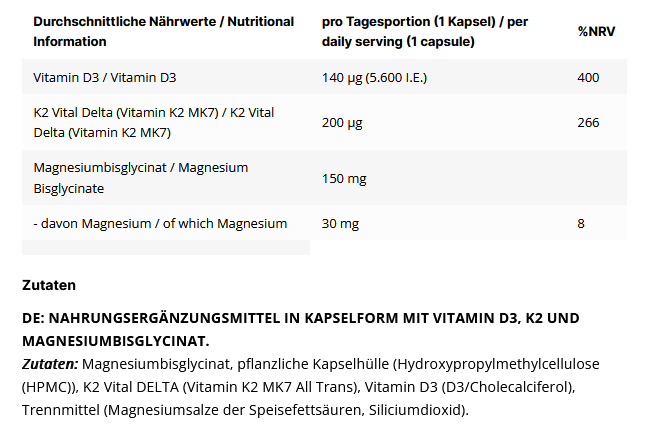 Inlead Vitamin D3 + K2 + Magnesium - 120 Caps