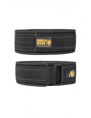 Gorilla Wear 4 Inch Nylon Lifting Belt - Schwarz/Gold