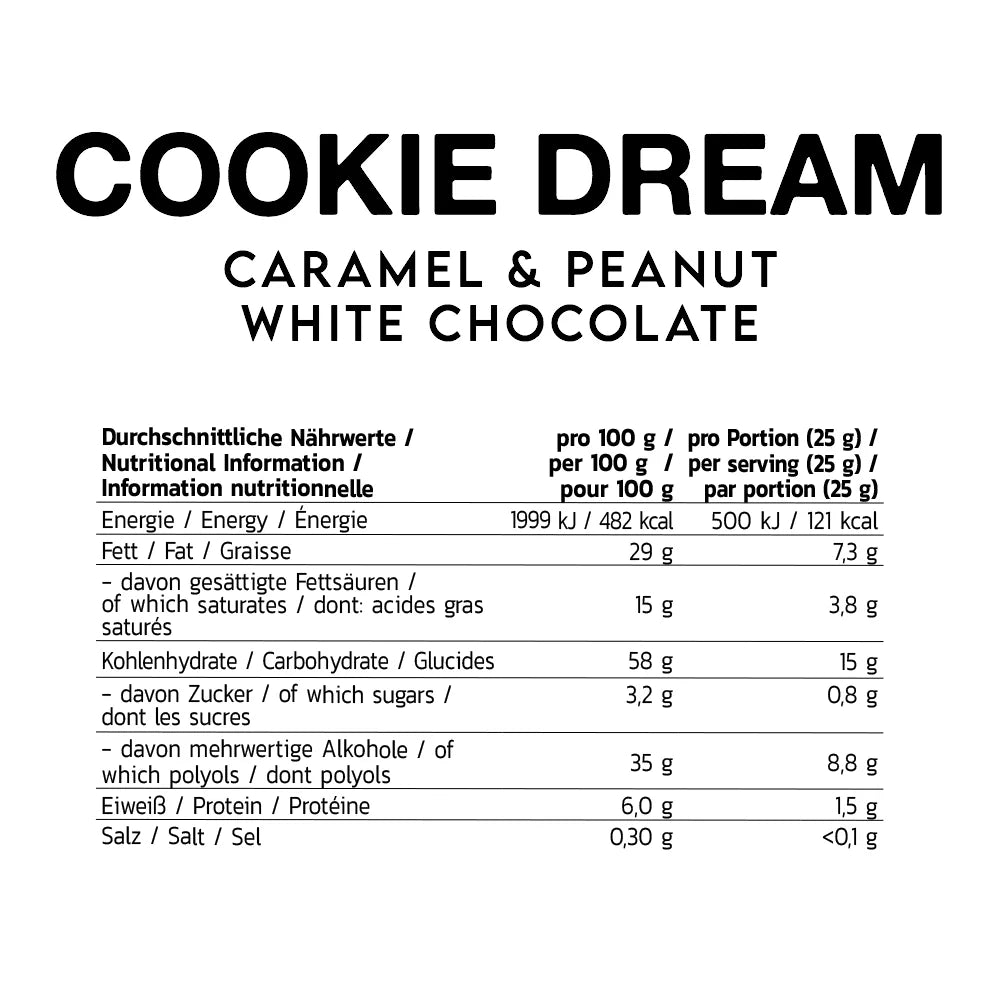 Inlead Cookie Dream Caramel & Peanut White Choc - 125 g