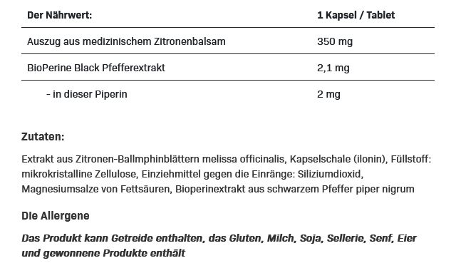 All Nutrition Lemon Balm - 100 Kapseln