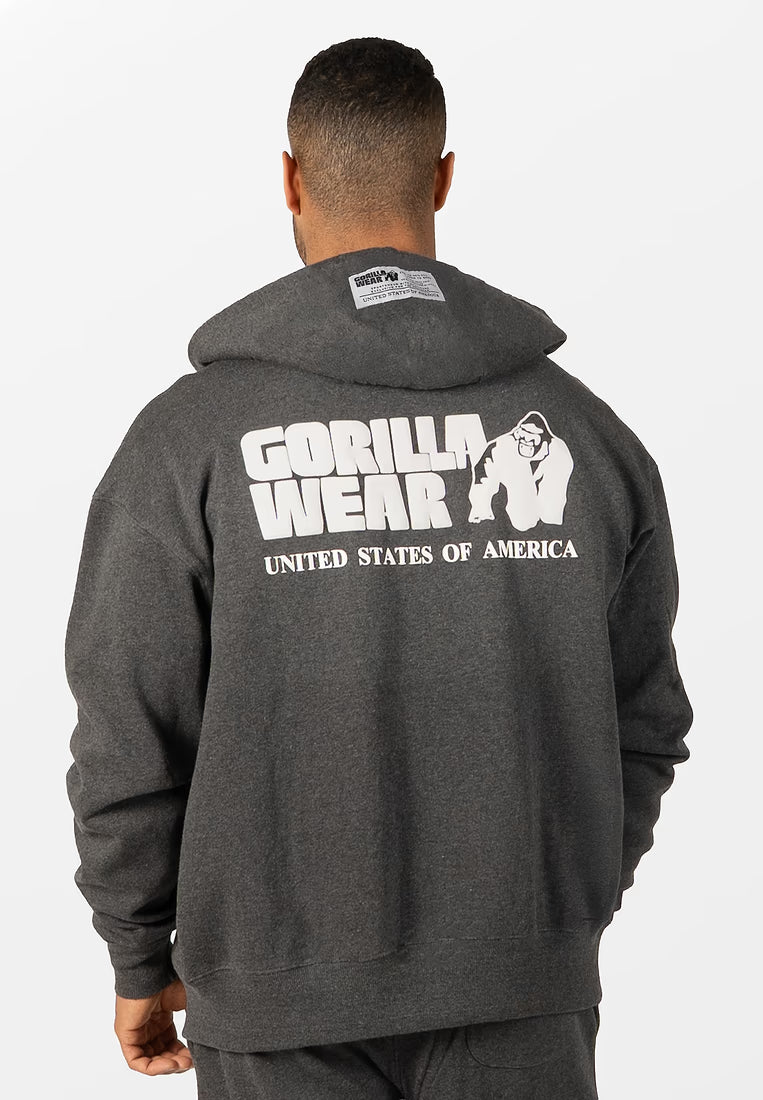 Gorilla Wear Classic Oversized Zipped Hoodie - Grau
