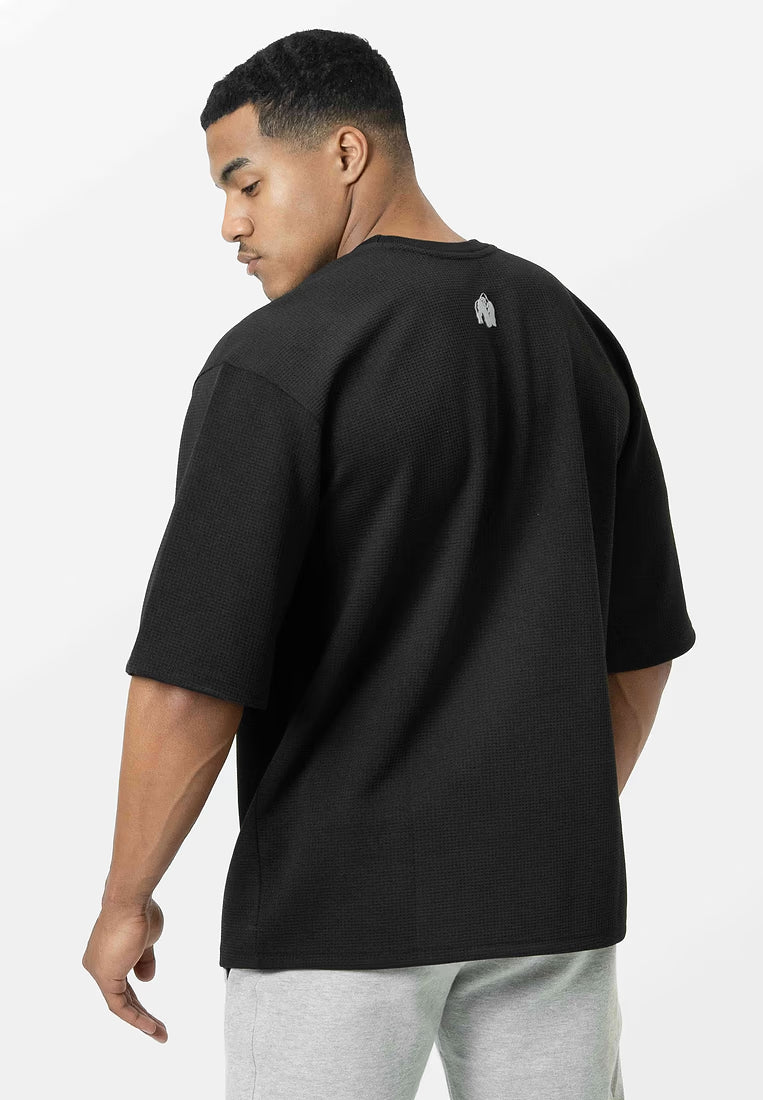 Gorilla Wear Idaho Oversized Waffle T-Shirt - Schwarz