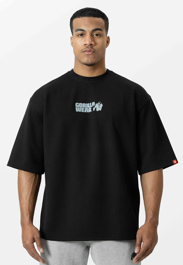 Gorilla Wear Idaho Oversized Waffle T-Shirt - Schwarz