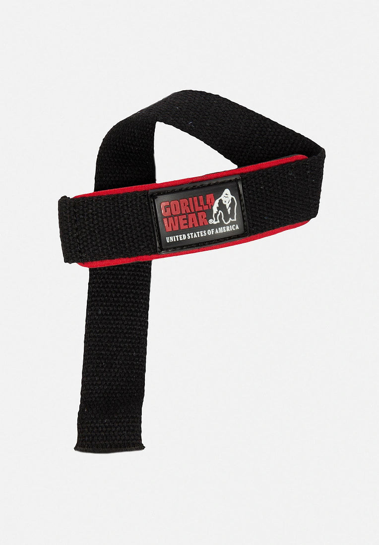 Gorilla Wear Padded Lifting Straps - Schwarz/Rot
